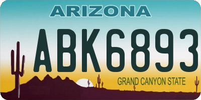 AZ license plate ABK6893