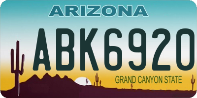 AZ license plate ABK6920