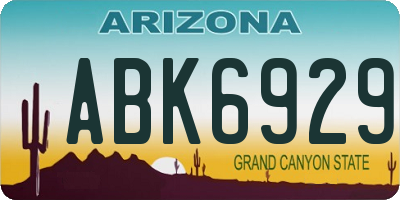 AZ license plate ABK6929