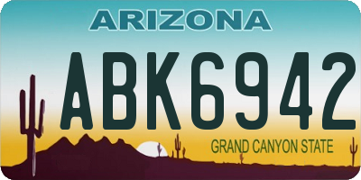 AZ license plate ABK6942