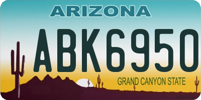 AZ license plate ABK6950