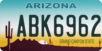AZ license plate ABK6962