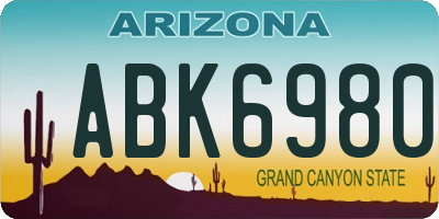 AZ license plate ABK6980