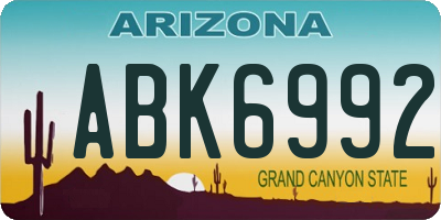 AZ license plate ABK6992