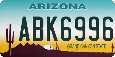 AZ license plate ABK6996