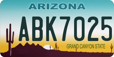 AZ license plate ABK7025