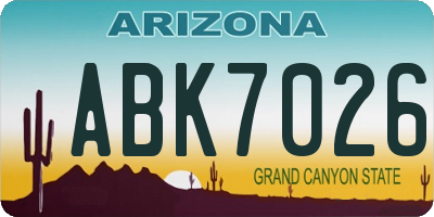 AZ license plate ABK7026