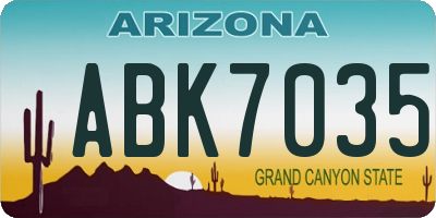 AZ license plate ABK7035