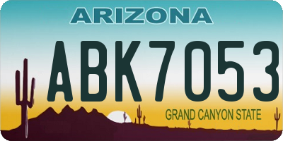 AZ license plate ABK7053