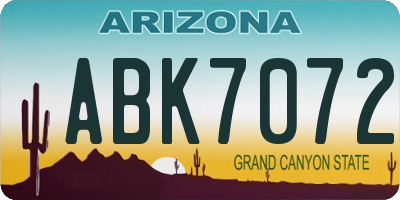 AZ license plate ABK7072