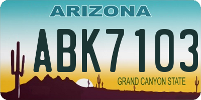 AZ license plate ABK7103