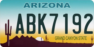AZ license plate ABK7192