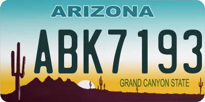 AZ license plate ABK7193