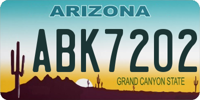 AZ license plate ABK7202