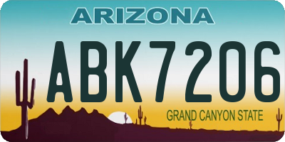 AZ license plate ABK7206