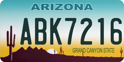 AZ license plate ABK7216