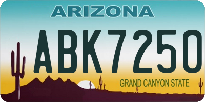 AZ license plate ABK7250