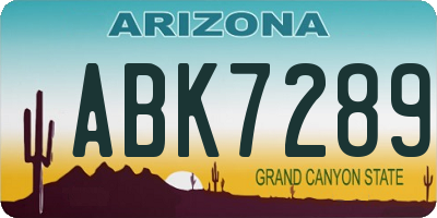 AZ license plate ABK7289