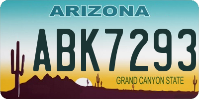 AZ license plate ABK7293