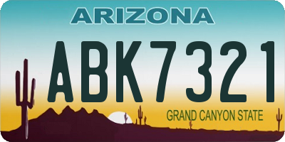 AZ license plate ABK7321