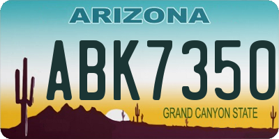 AZ license plate ABK7350