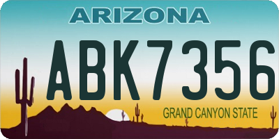 AZ license plate ABK7356