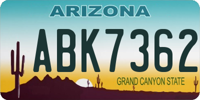 AZ license plate ABK7362