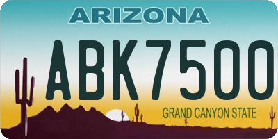 AZ license plate ABK7500