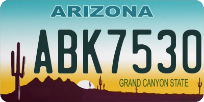 AZ license plate ABK7530