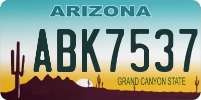 AZ license plate ABK7537