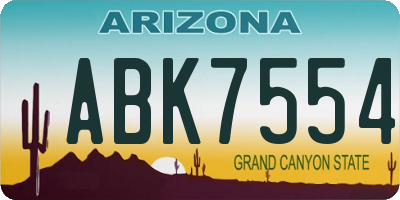 AZ license plate ABK7554