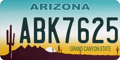 AZ license plate ABK7625