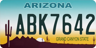 AZ license plate ABK7642