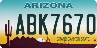 AZ license plate ABK7670