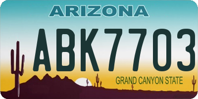 AZ license plate ABK7703