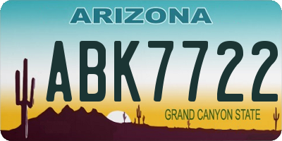AZ license plate ABK7722