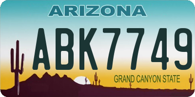 AZ license plate ABK7749