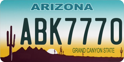 AZ license plate ABK7770