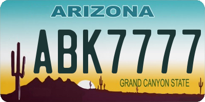 AZ license plate ABK7777