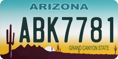 AZ license plate ABK7781