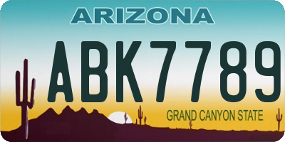 AZ license plate ABK7789