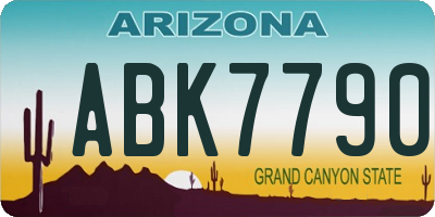 AZ license plate ABK7790