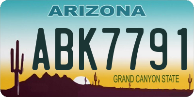 AZ license plate ABK7791