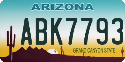 AZ license plate ABK7793