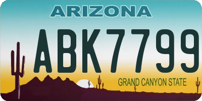 AZ license plate ABK7799