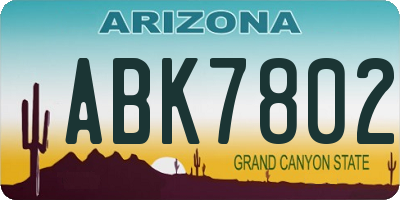 AZ license plate ABK7802