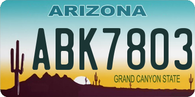AZ license plate ABK7803