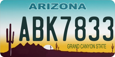 AZ license plate ABK7833