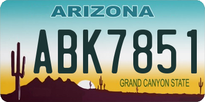 AZ license plate ABK7851