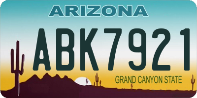 AZ license plate ABK7921